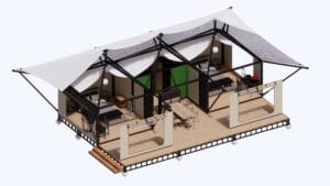 Triple Cones tent exterior cross-section layout
