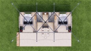 Triple Cones tent interior furniture layout