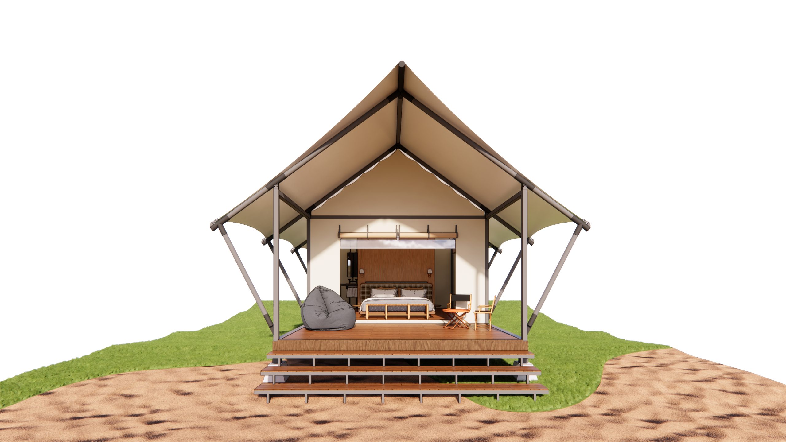 Ảnh 3D góc nhìn chính diện A Tent của Wild Duck Glamping Tent