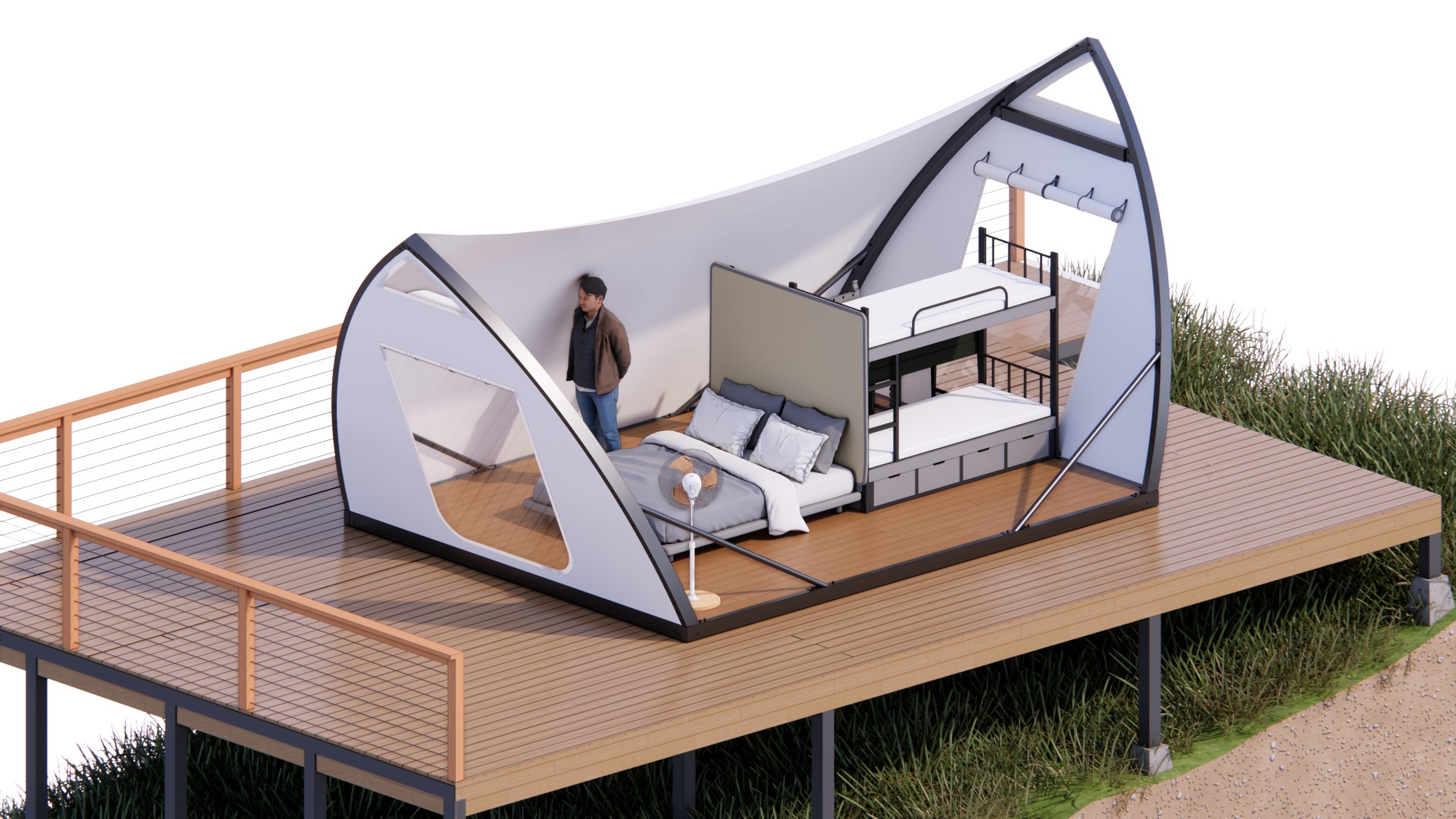 Ảnh 3D bên trong Arch A Single Layer Tent của Wild Duck Glamping Tent