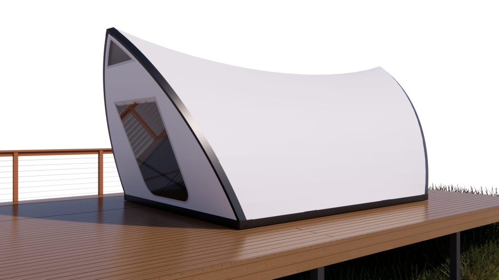 Ảnh 3D góc nhìn bên cạnh Arch A Single Layer Tent của Wild Duck Glamping Tent