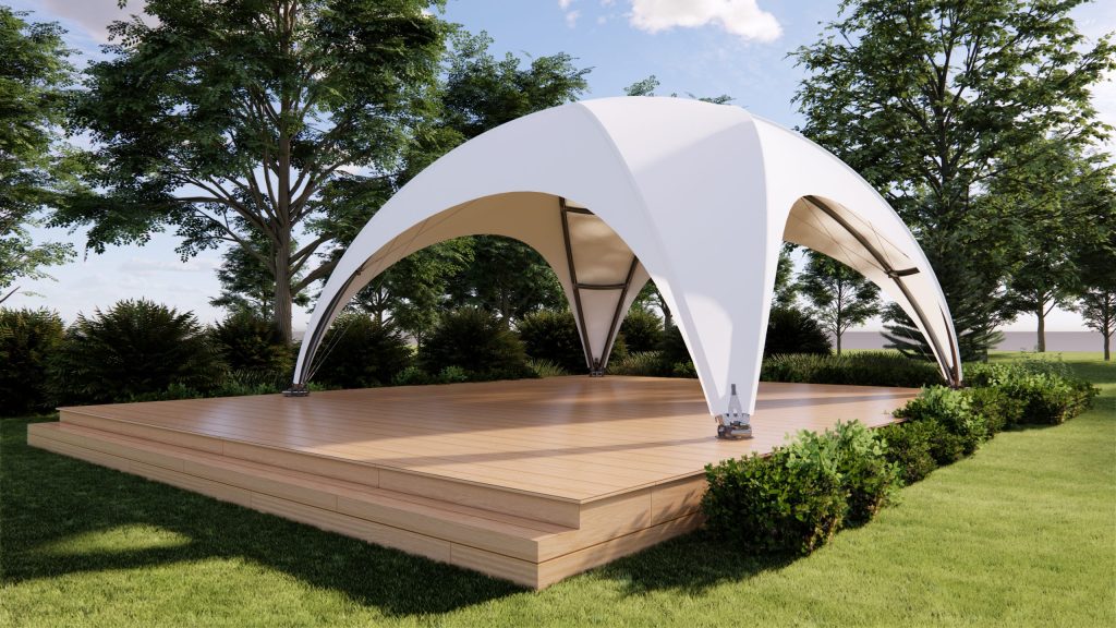 Ảnh 3D góc nhìn xuyên Crossover Tent của Wild Duck Glamping Tent