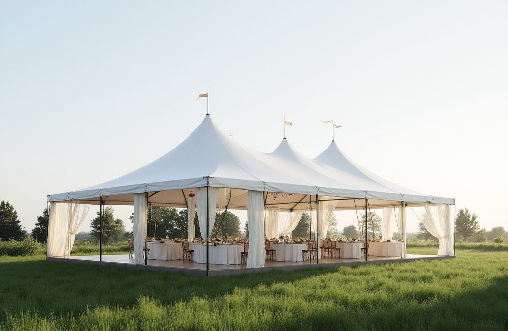 Ảnh 3D góc nhìn trực diện Event Tent của Wild Duck Glamping Tent